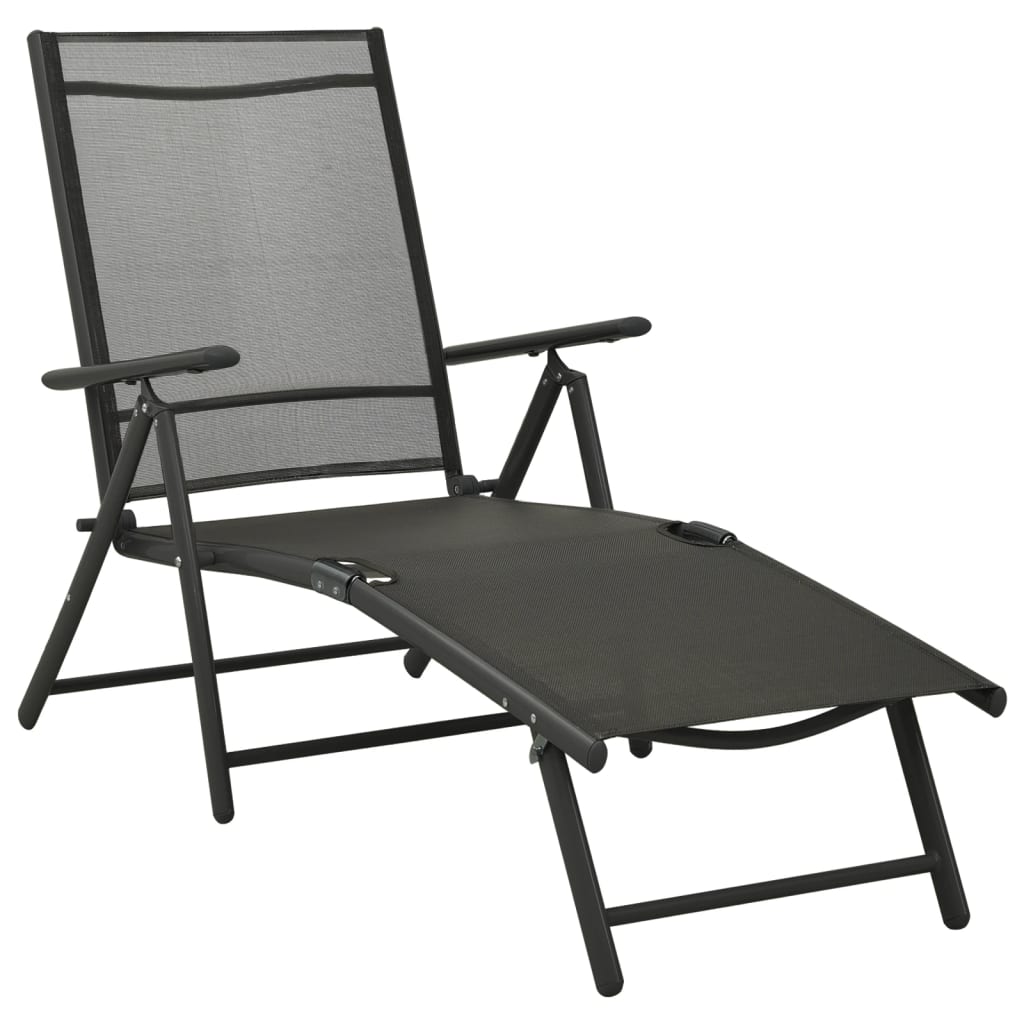 vidaXL 3-tlg. Garten-Lounge-Set Textilene und Aluminium Schwarz