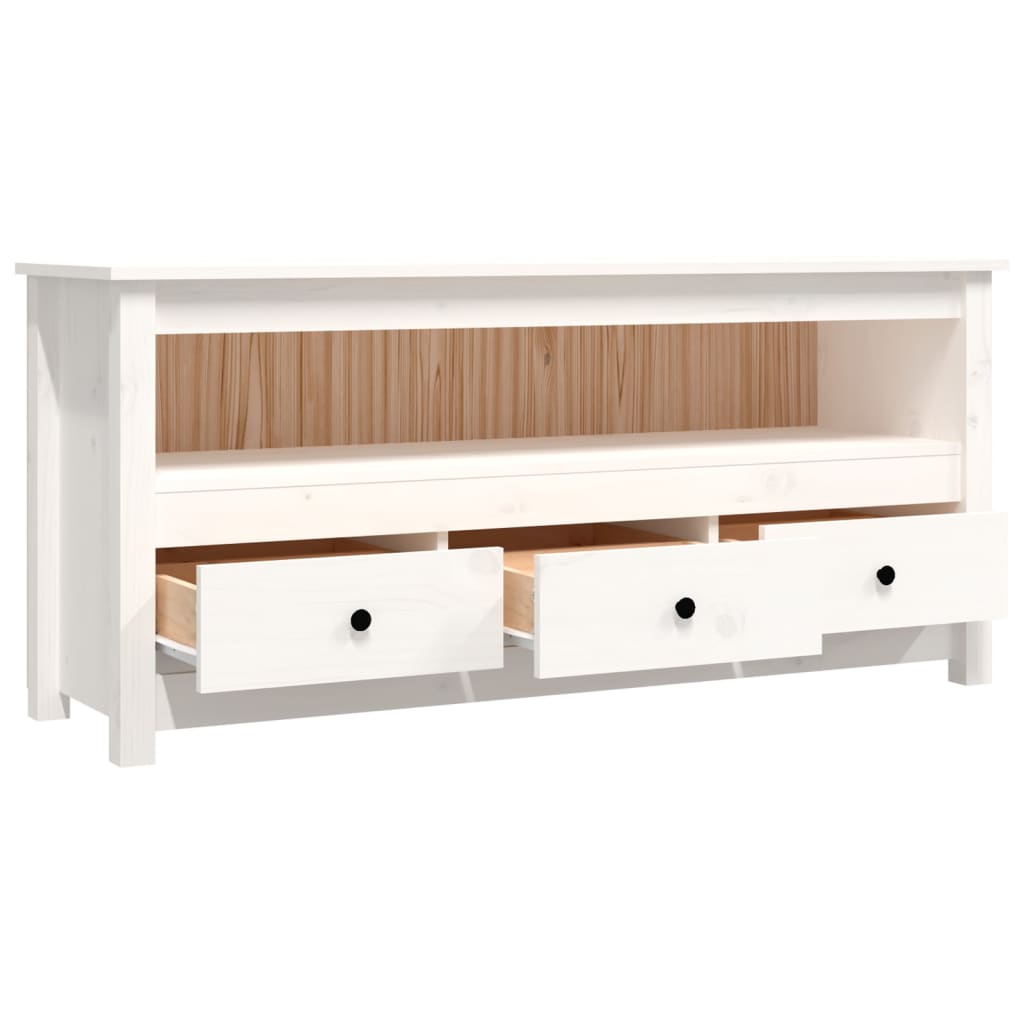 vidaXL TV-Schrank Weiß 114x35x52 cm Massivholz Kiefer