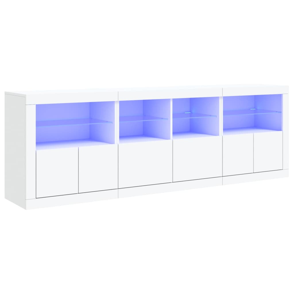 vidaXL Sideboard mit LED-Leuchten Weiß 202x37x67 cm