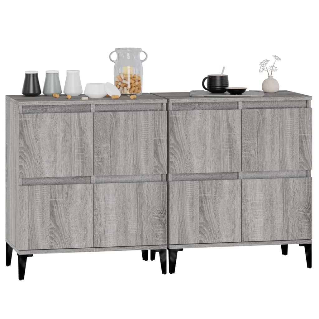 vidaXL Sideboards 2 Stk. Grau Sonoma 60x35x70 cm Holzwerkstoff