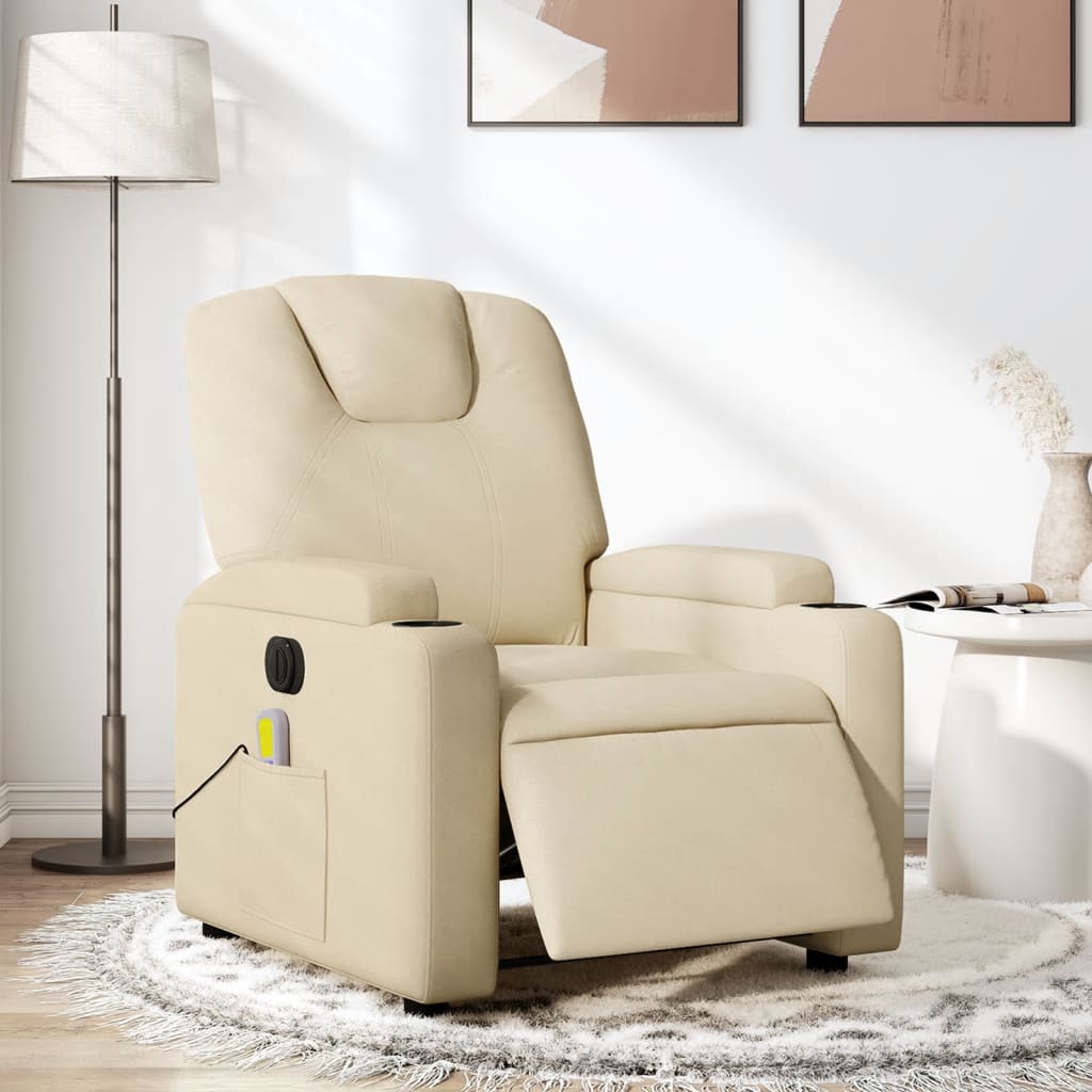 vidaXL Massagesessel Elektrisch Creme Stoff