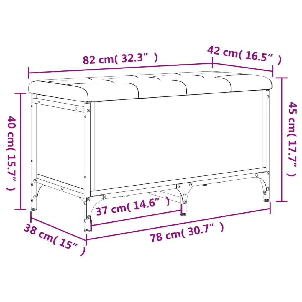 vidaXL Sitzbank mit Stauraum Sonoma-Eiche 82x42x45 cm Holzwerkstoff