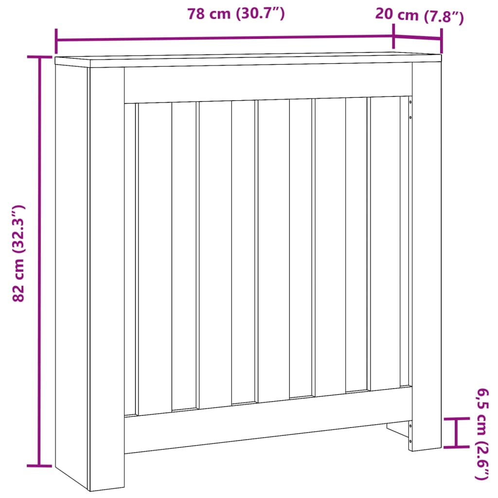 vidaXL Heizkörperverkleidung Artisan-Eiche 78x20x82 cm Holzwerkstoff