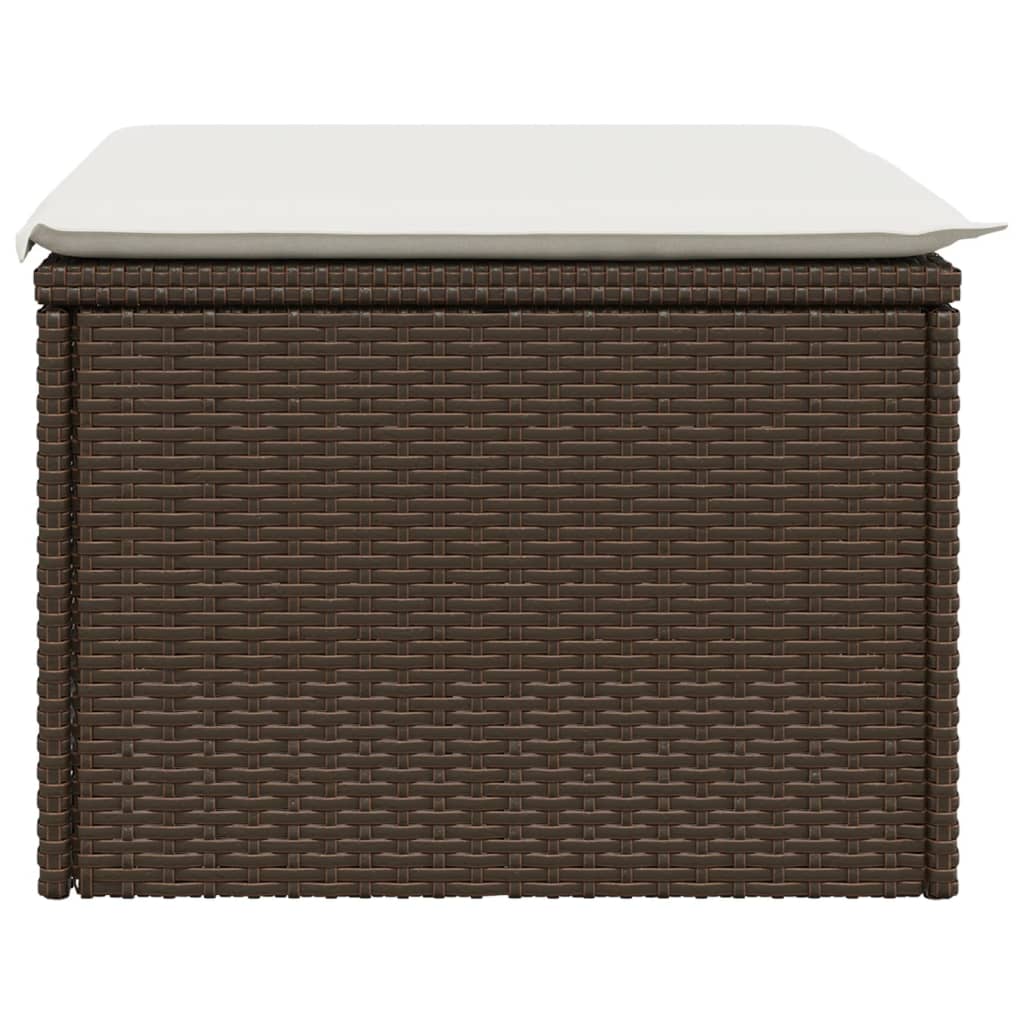 vidaXL Gartenhocker mit Kissen Braun 55x55x37 cm Poly Rattan