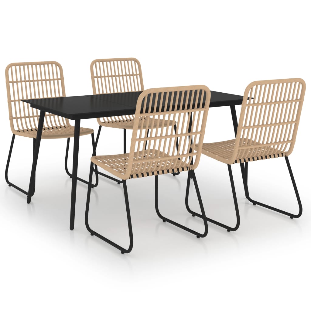 vidaXL 5-tlg. Garten-Essgruppe Poly Rattan und Glas