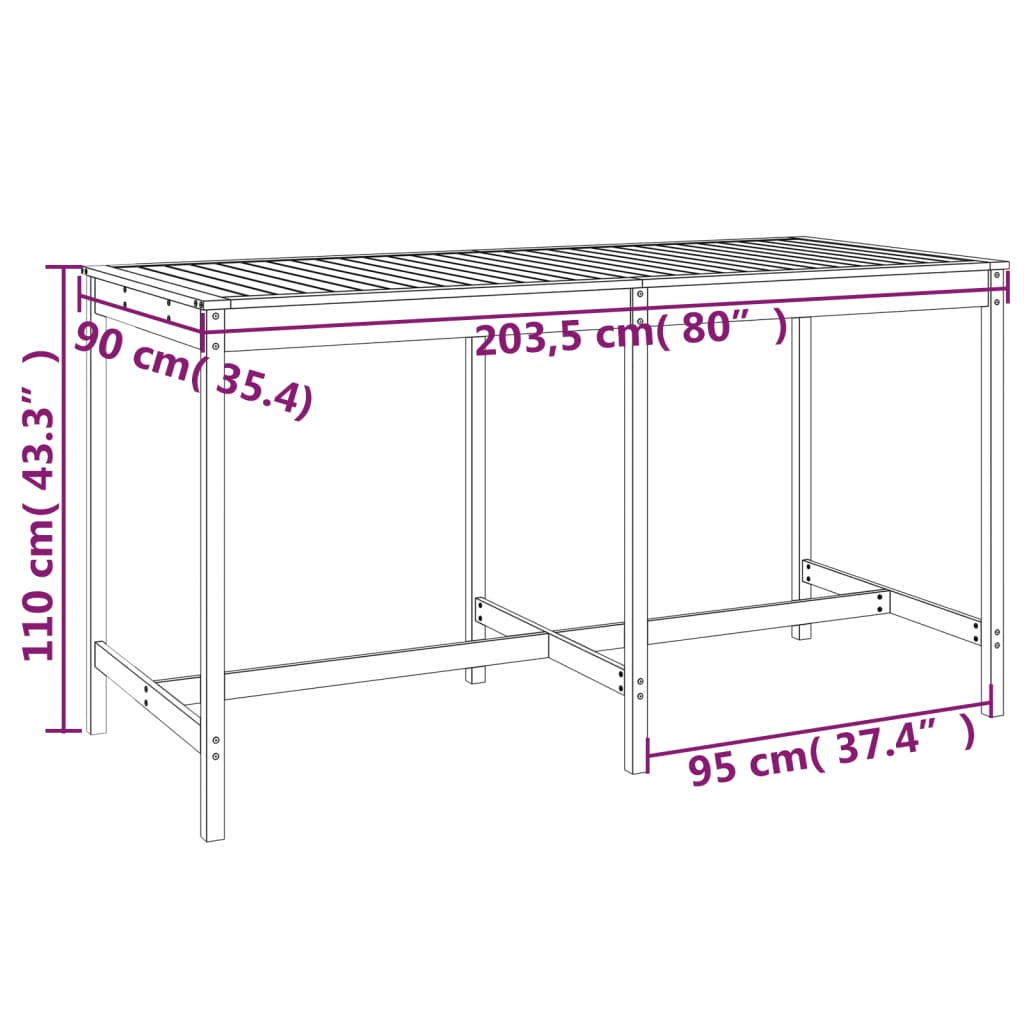 vidaXL 9-tlg. Gartenbar-Set Massivholz Douglasie