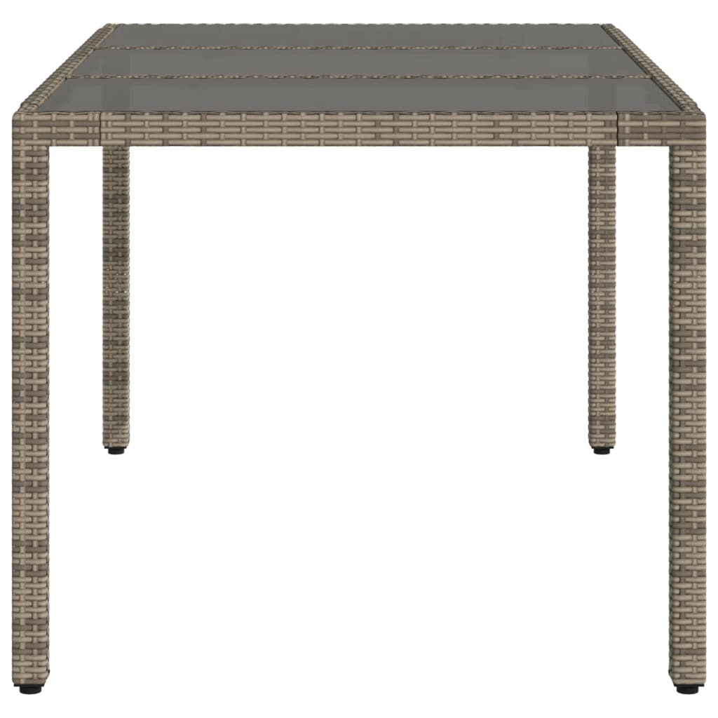 vidaXL Gartentisch mit Glasplatte Grau 150x90x75 cm Poly Rattan