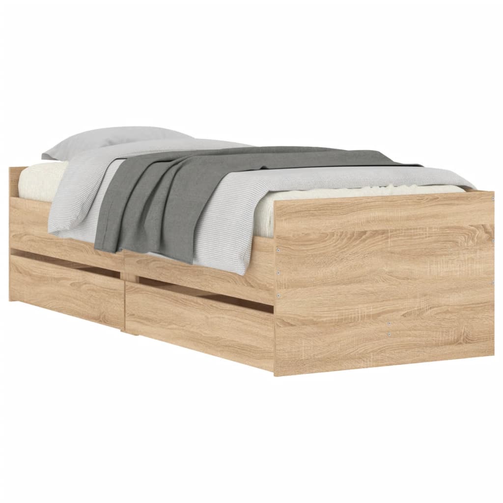 vidaXL Bett mit Schubladen Sonoma-Eiche 75x190 cm