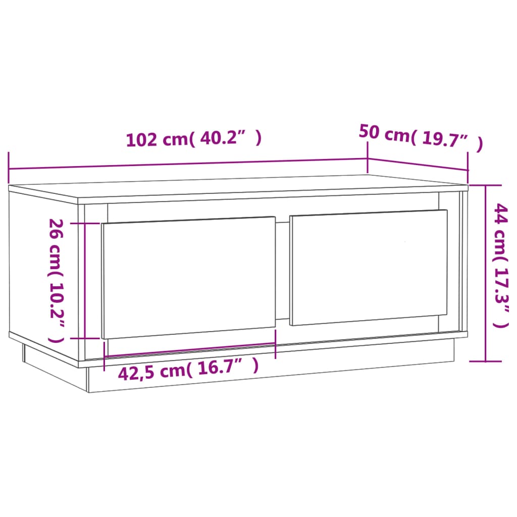 vidaXL Couchtisch Braun Eichen-Optik 102x50x44 cm Holzwerkstoff