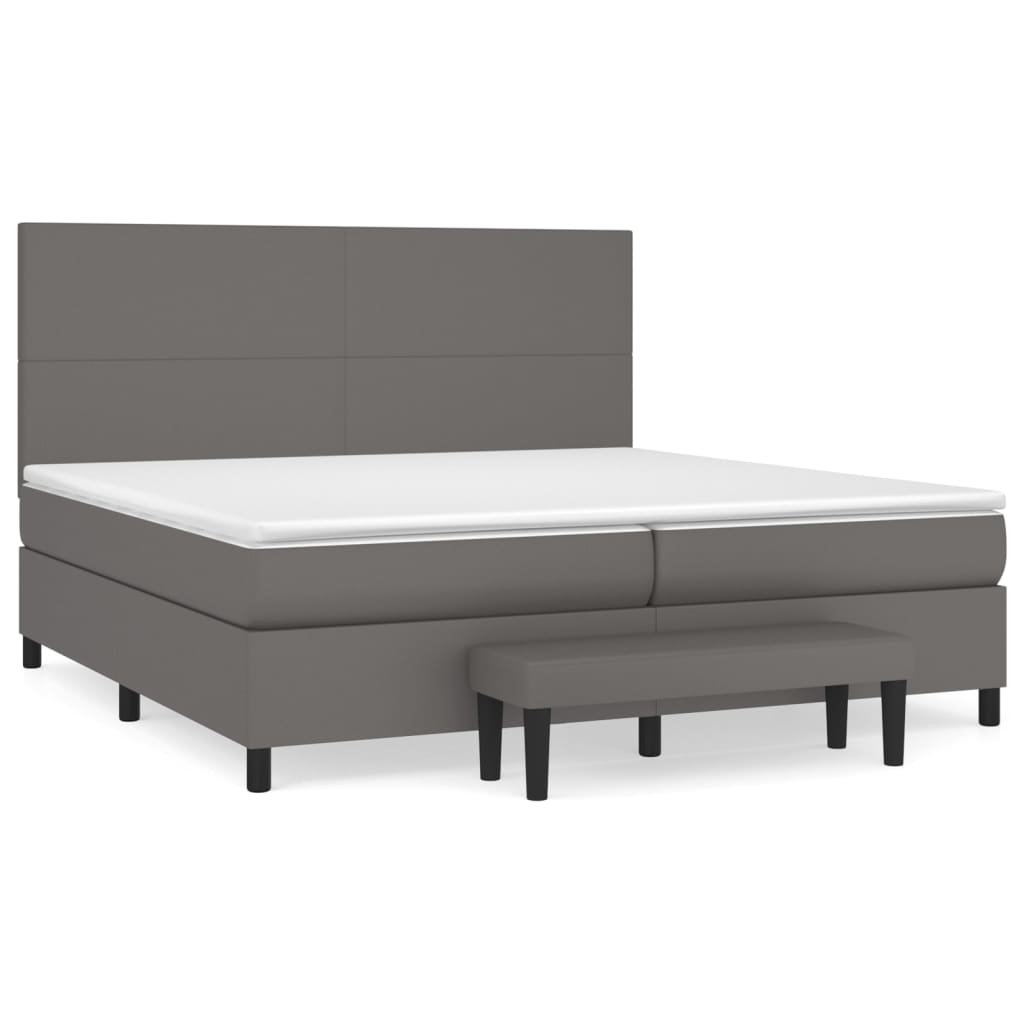 vidaXL Boxspringbett mit Matratze Grau 200x200 cm Kunstleder