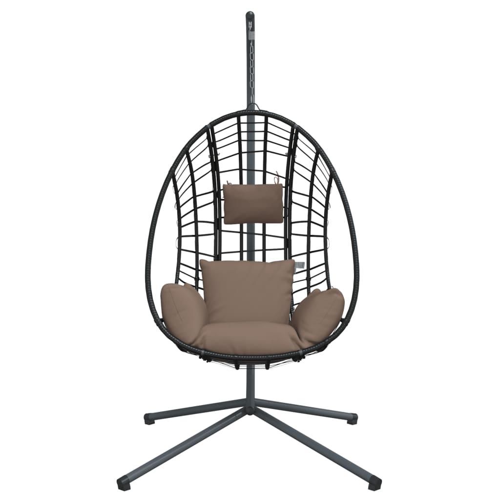 vidaXL Hängesessel Ei-Design mit Ständer Taupe Rattan und Stahl