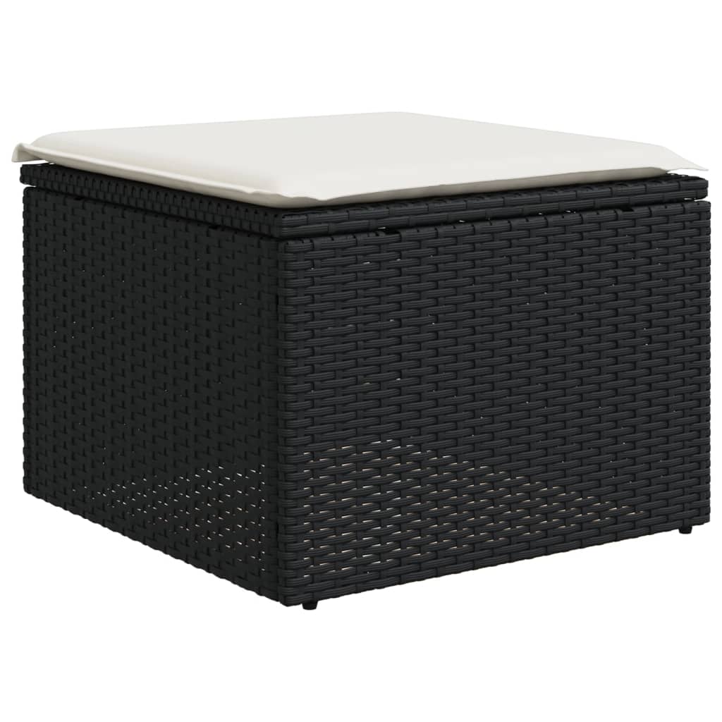 vidaXL 11-tlg. Garten-Sofagarnitur mit Kissen Schwarz Poly Rattan