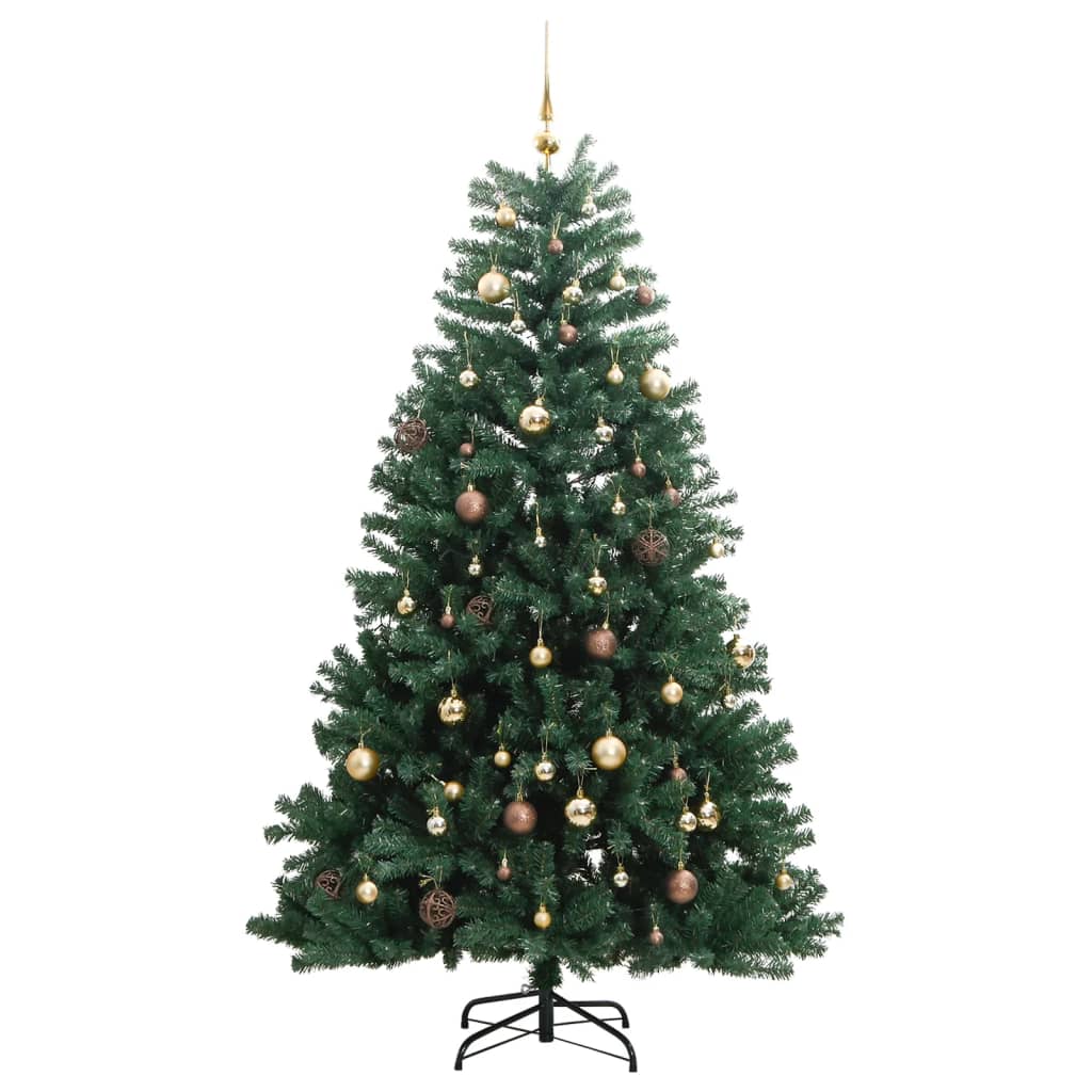 vidaXL Künstlicher Weihnachtsbaum Klappbar 300 LEDs & Kugeln 240 cm