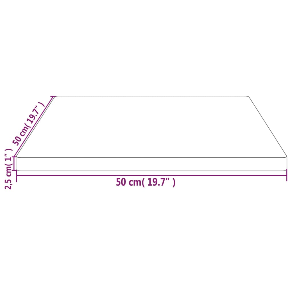 vidaXL Tischplatte Weiß 50x50x2,5 cm Massivholz Kiefer Quadratisch