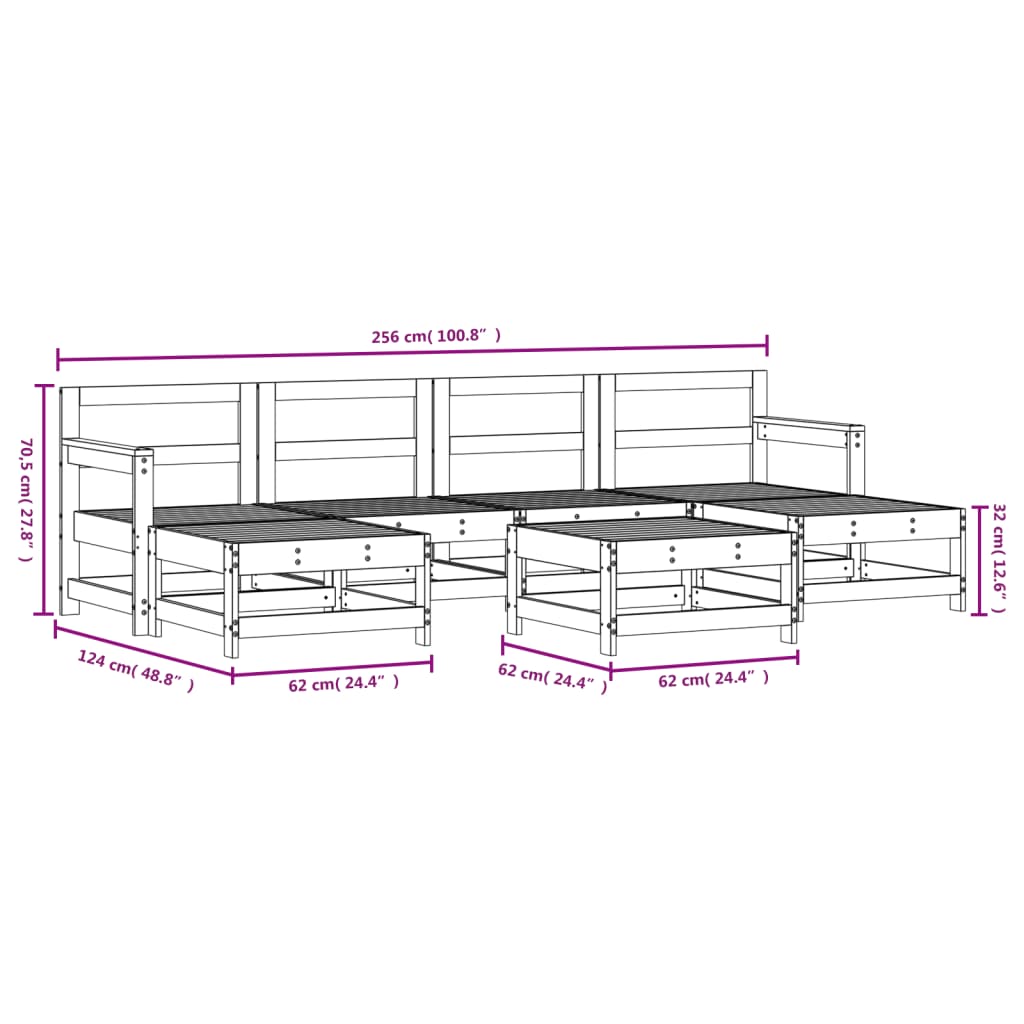 vidaXL 7-tlg. Garten-Lounge-Set Weiß Massivholz Kiefer