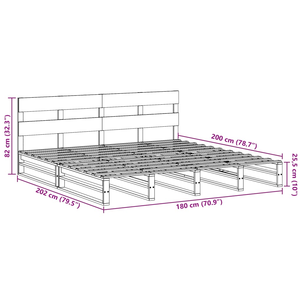 vidaXL Massivholzbett ohne Matratze Weiß 180x200 cm Kiefernholz