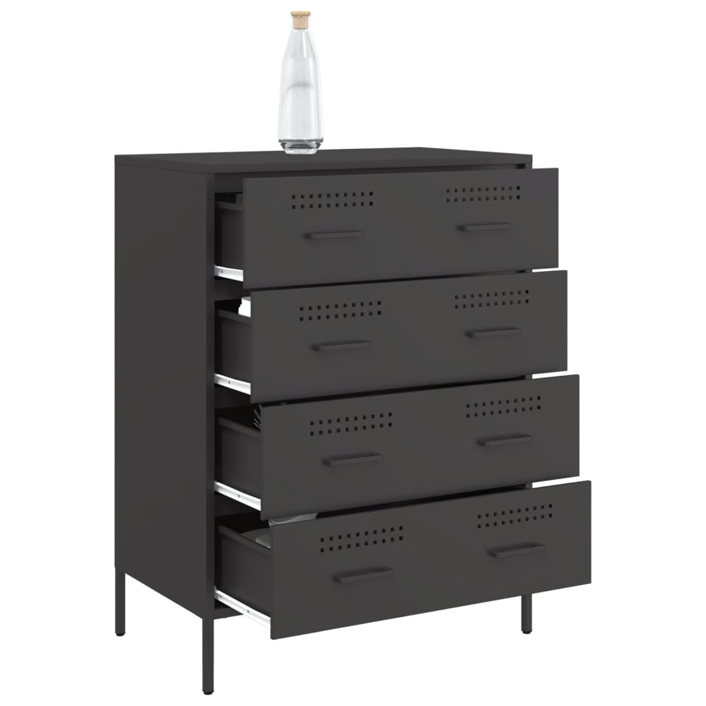 vidaXL Sideboard Schwarz 68x39x89 cm Stahl