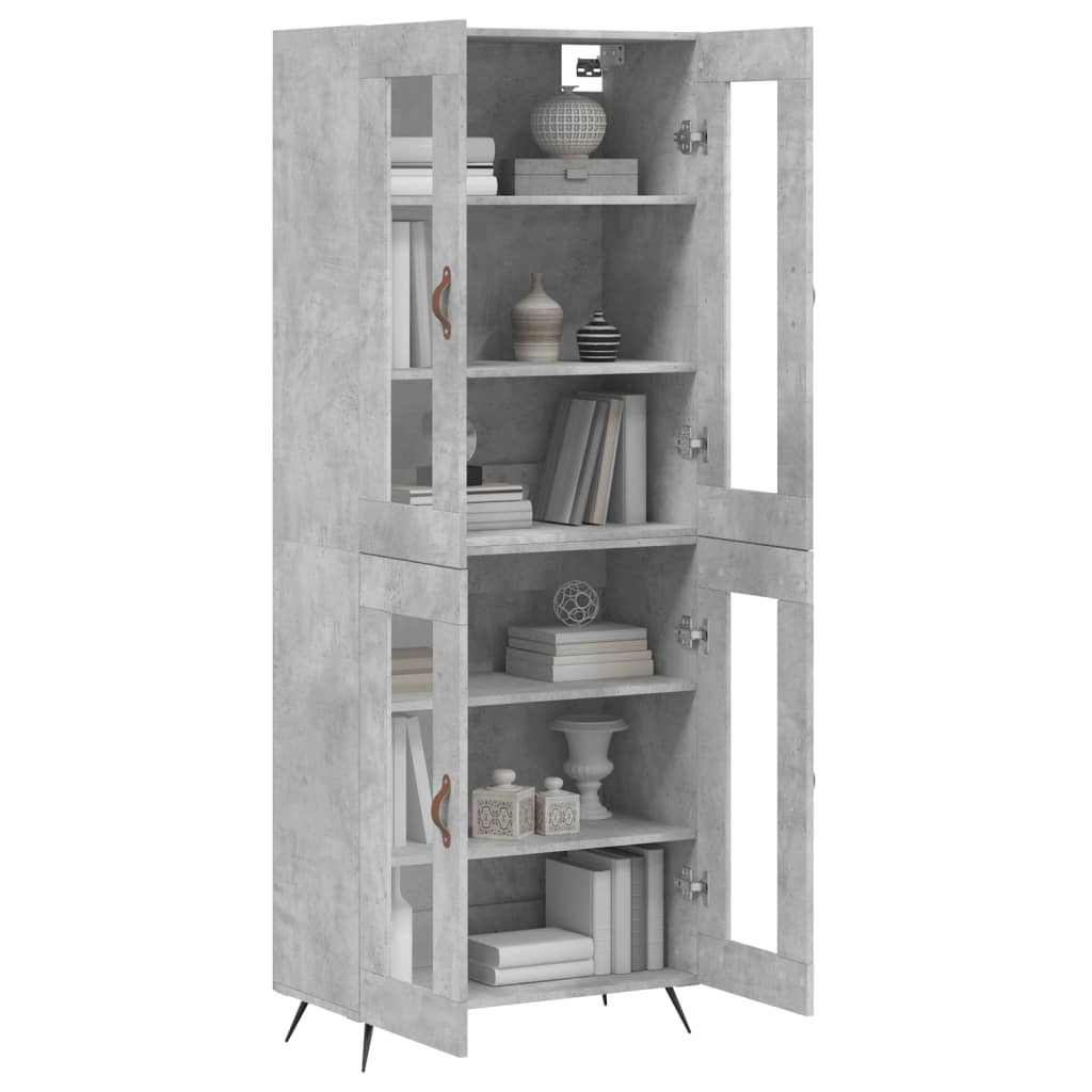 vidaXL Highboard Betongrau 69,5x34x180 cm Holzwerkstoff