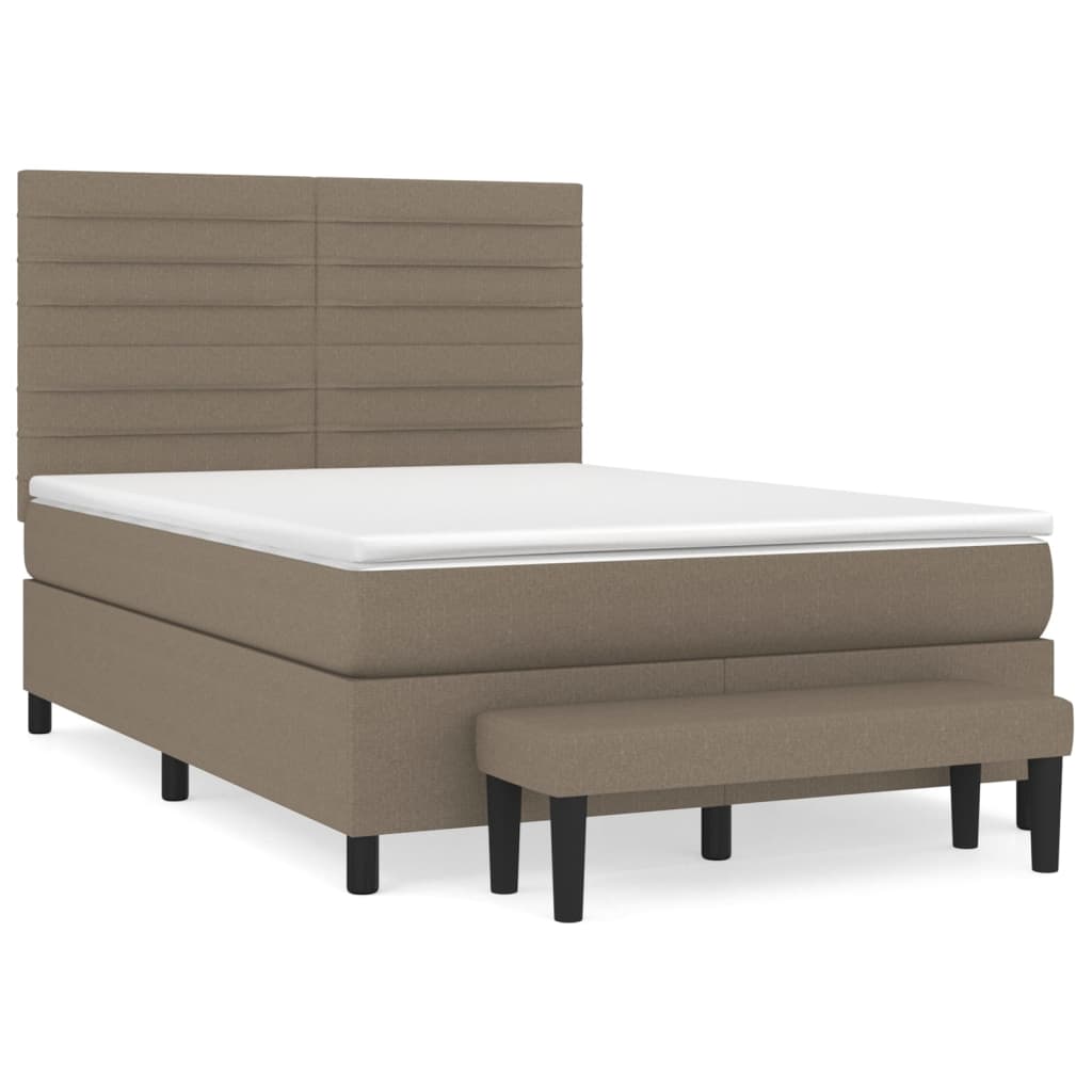 vidaXL Boxspringbett mit Matratze Taupe 140x190 cm Stoff