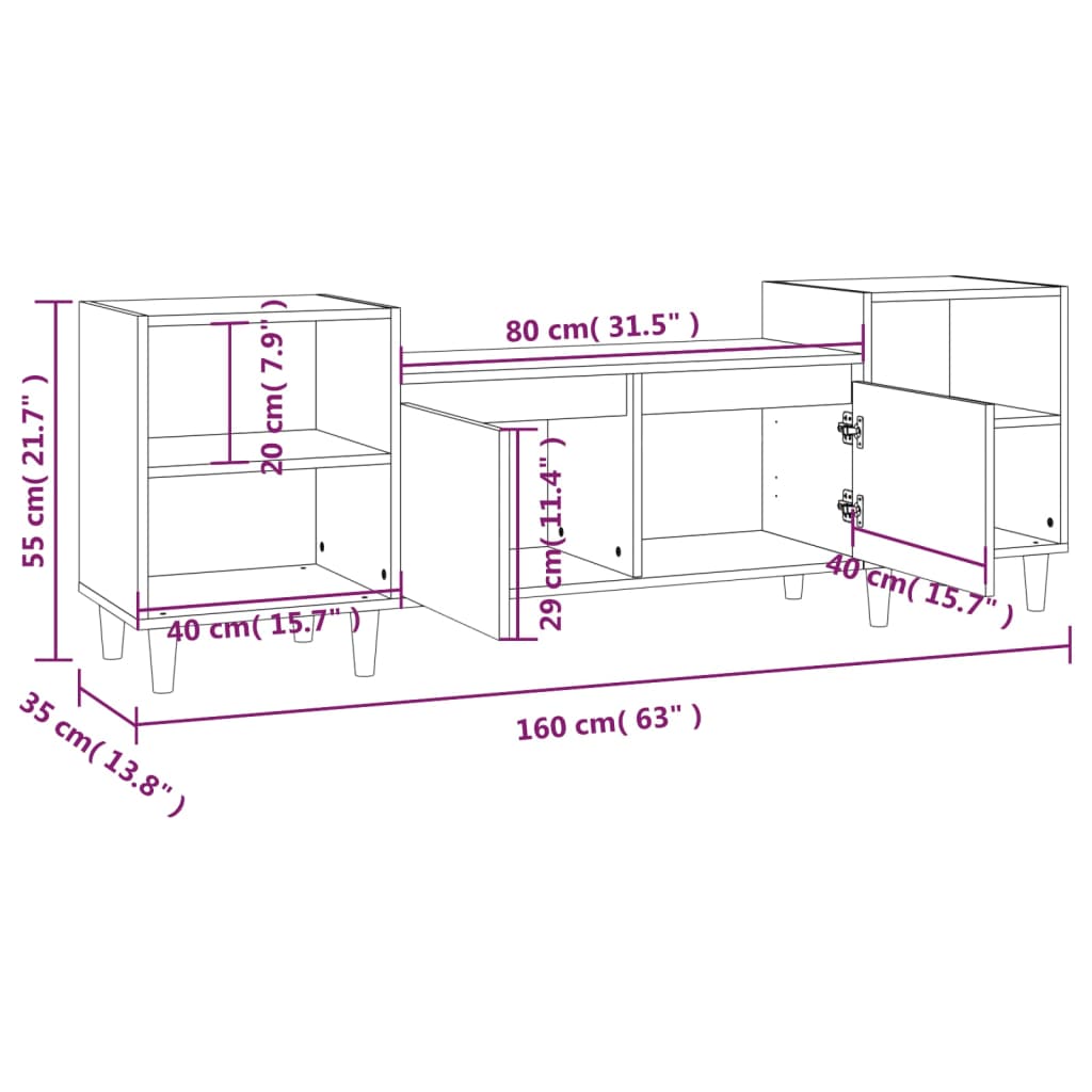 vidaXL TV-Schrank Braun Eichen-Optik 160x35x55 cm Holzwerkstoff