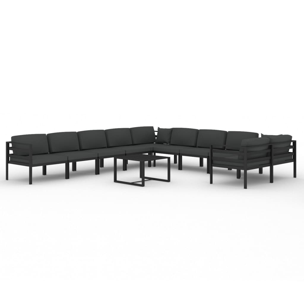 vidaXL 11-tlg. Garten-Lounge-Set mit Kissen Aluminium Anthrazit