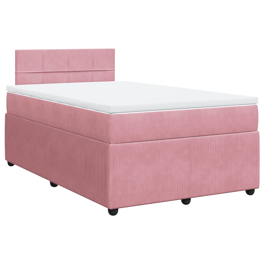 vidaXL Boxspringbett mit Matratze Rosa 120x190 cm Samt