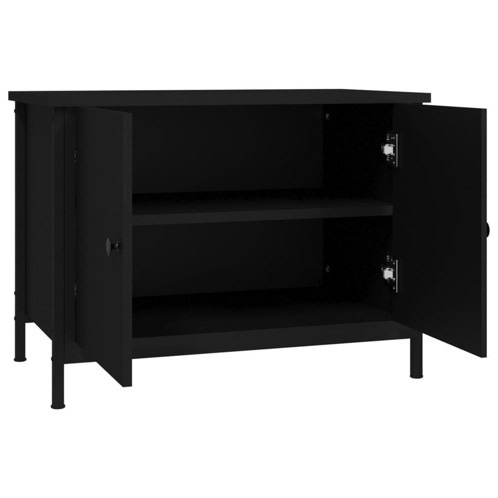 vidaXL TV-Schrank mit Türen Schwarz 60x35x45 cm Holzwerkstoff