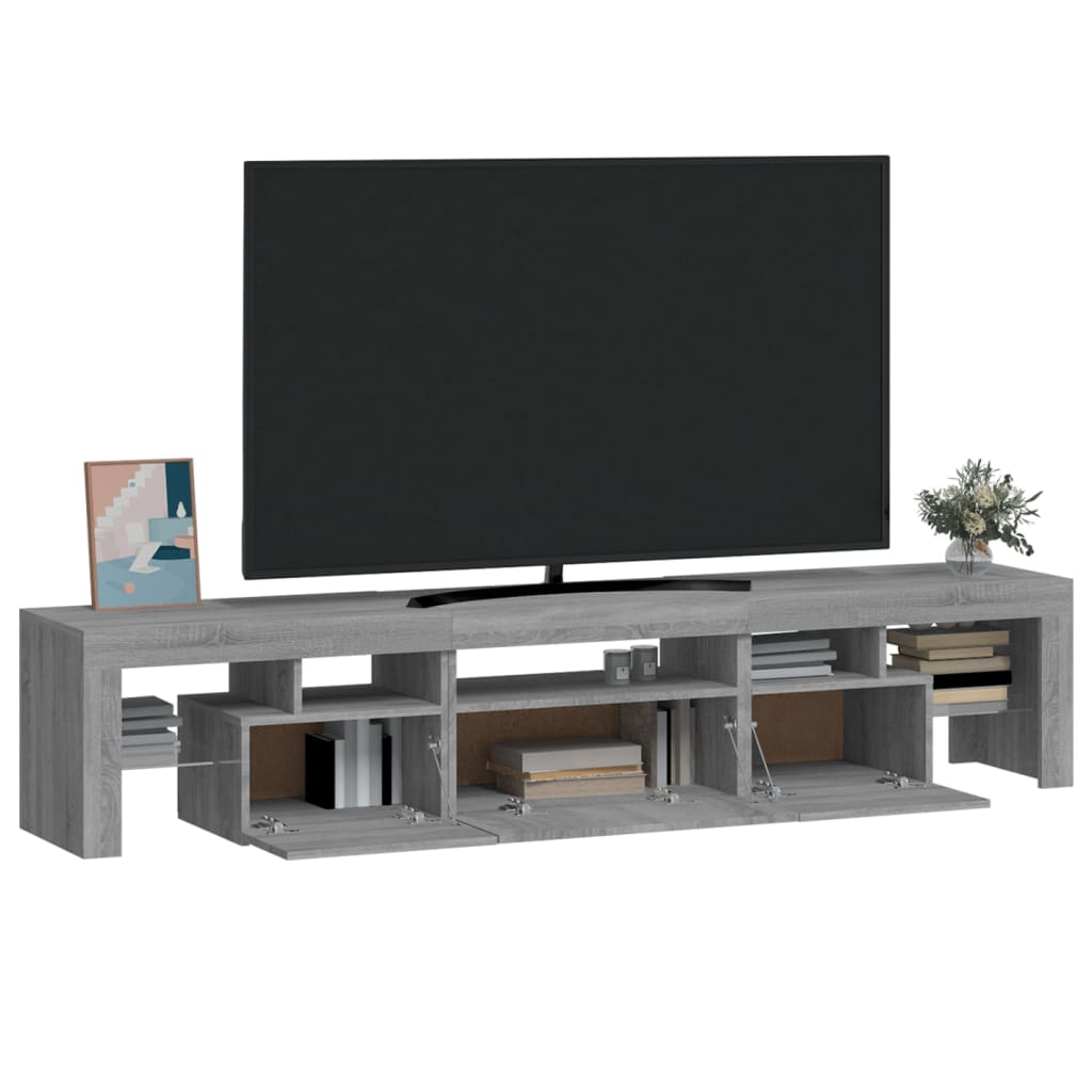 vidaXL TV-Schrank mit LED-Leuchten Grau Sonoma 200x36,5x40 cm