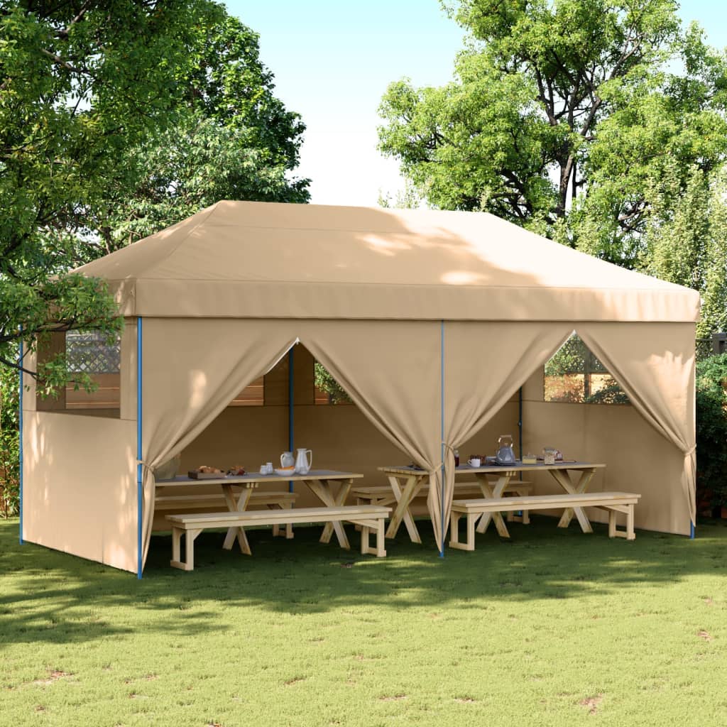 vidaXL Partyzelt Faltbar Pop-Up mit 4 Seitenteilen Beige