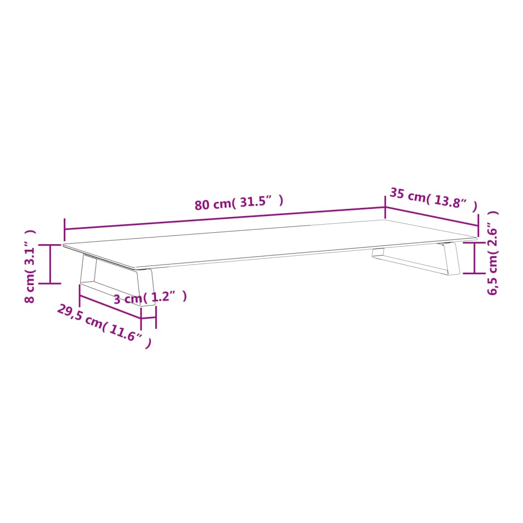 vidaXL Monitorständer Weiß 80x35x8 cm Hartglas und Metall