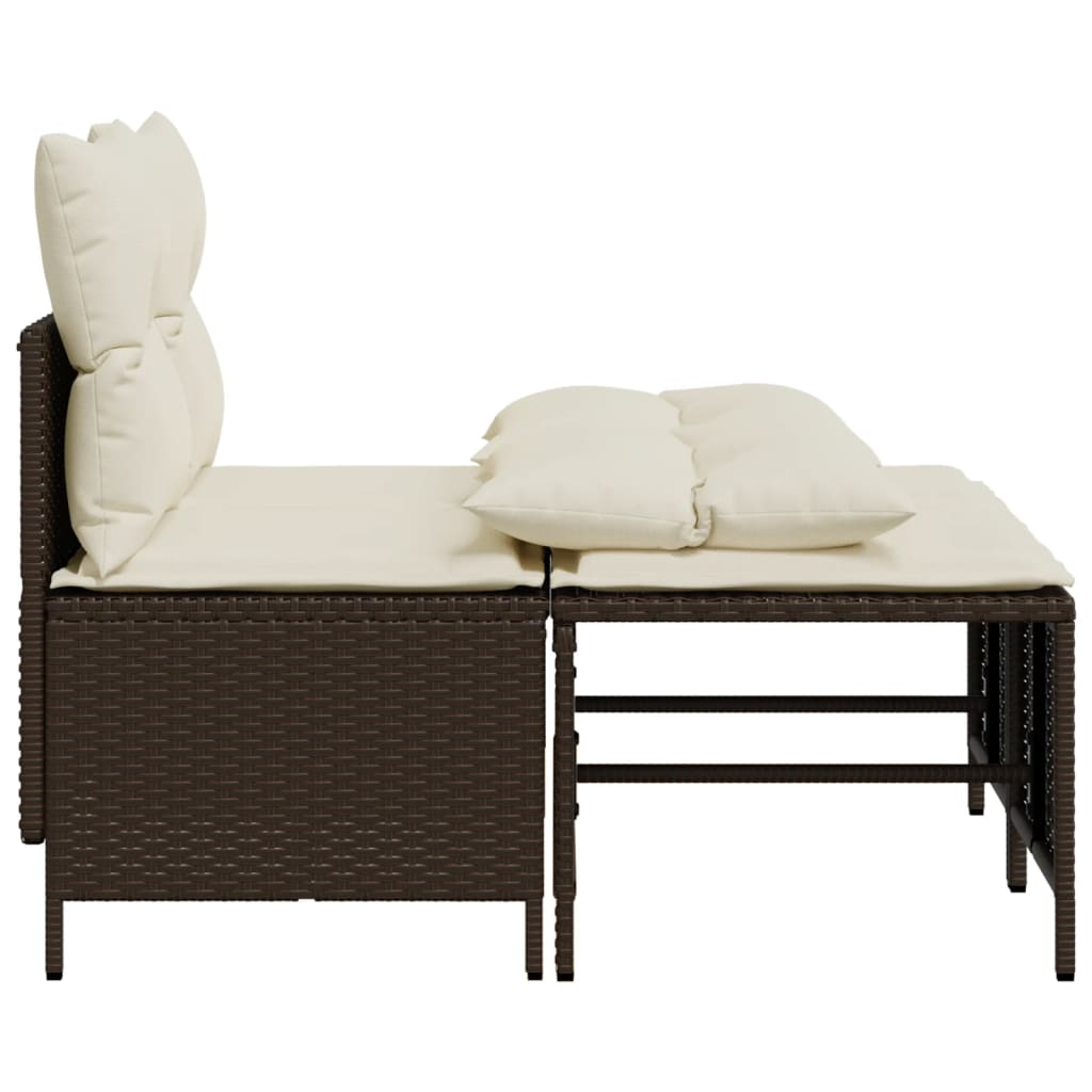 vidaXL 4-tlg. Garten-Sofagarnitur mit Kissen Braun Poly Rattan