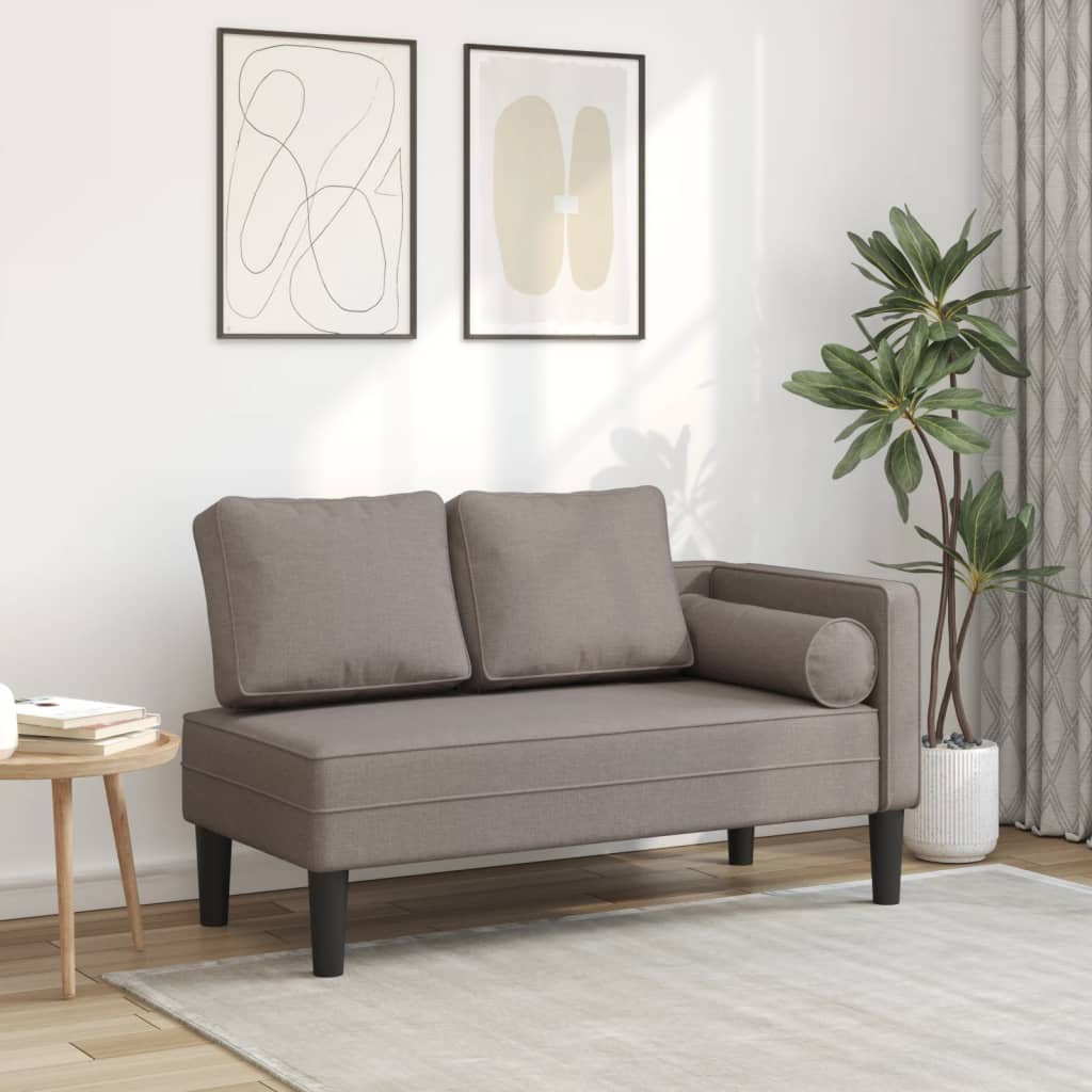 vidaXL Chaiselongue mit Kissen Taupe Stoff