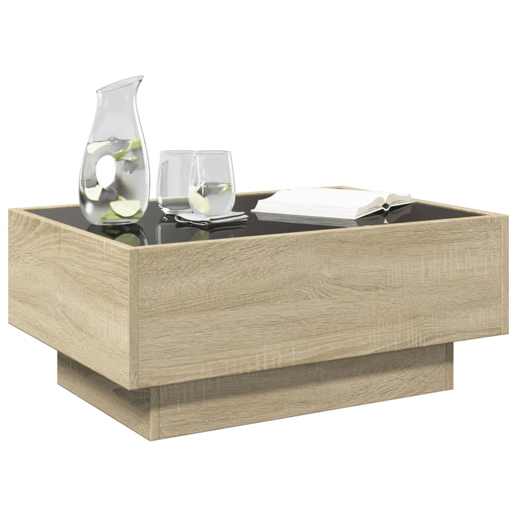 vidaXL LED-Couchtisch Sonoma Eiche 70x50x30 cm Holzwerkstoff