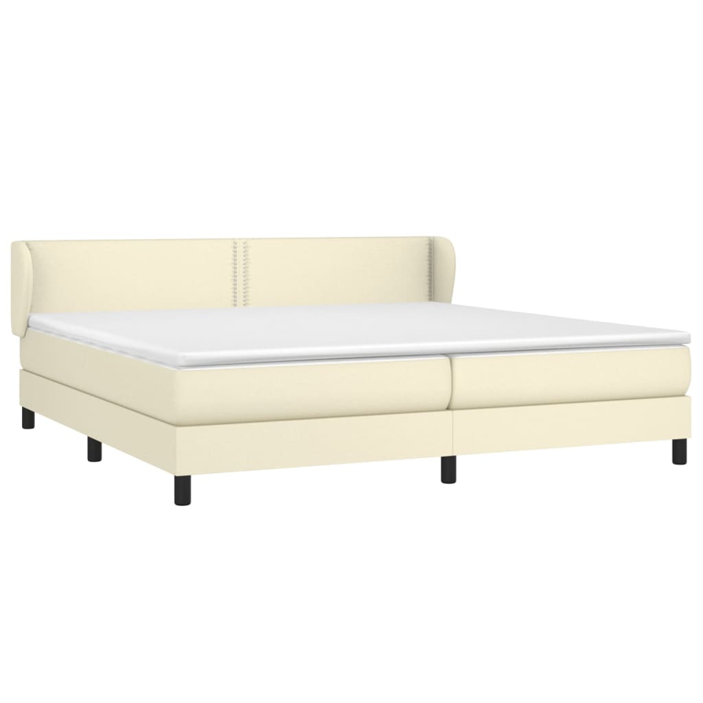 vidaXL Boxspringbett mit Matratze Creme 200x200 cm Kunstleder