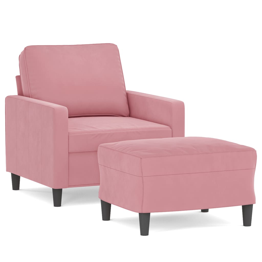 vidaXL Sessel mit Hocker Rosa 60 cm Samt