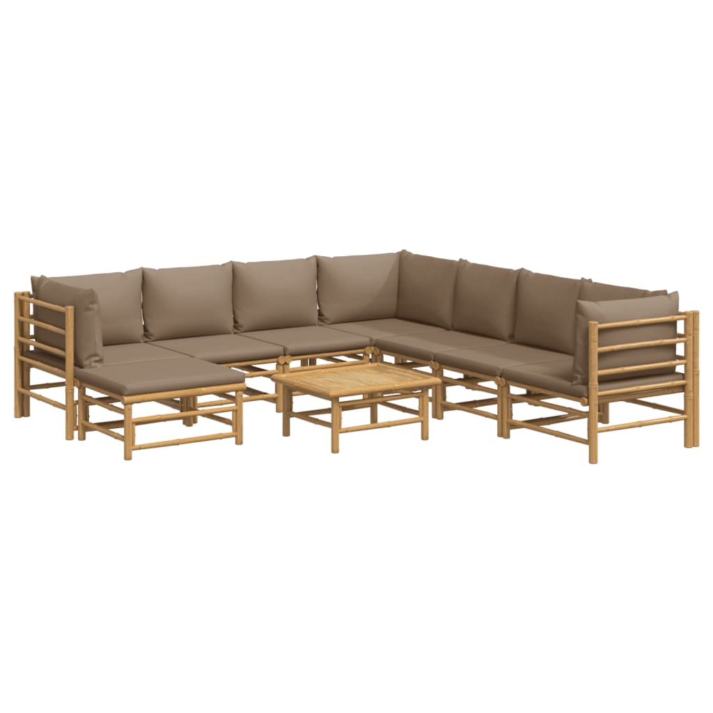 vidaXL 9-tlg. Garten-Lounge-Set mit Kissen Taupe Bambus