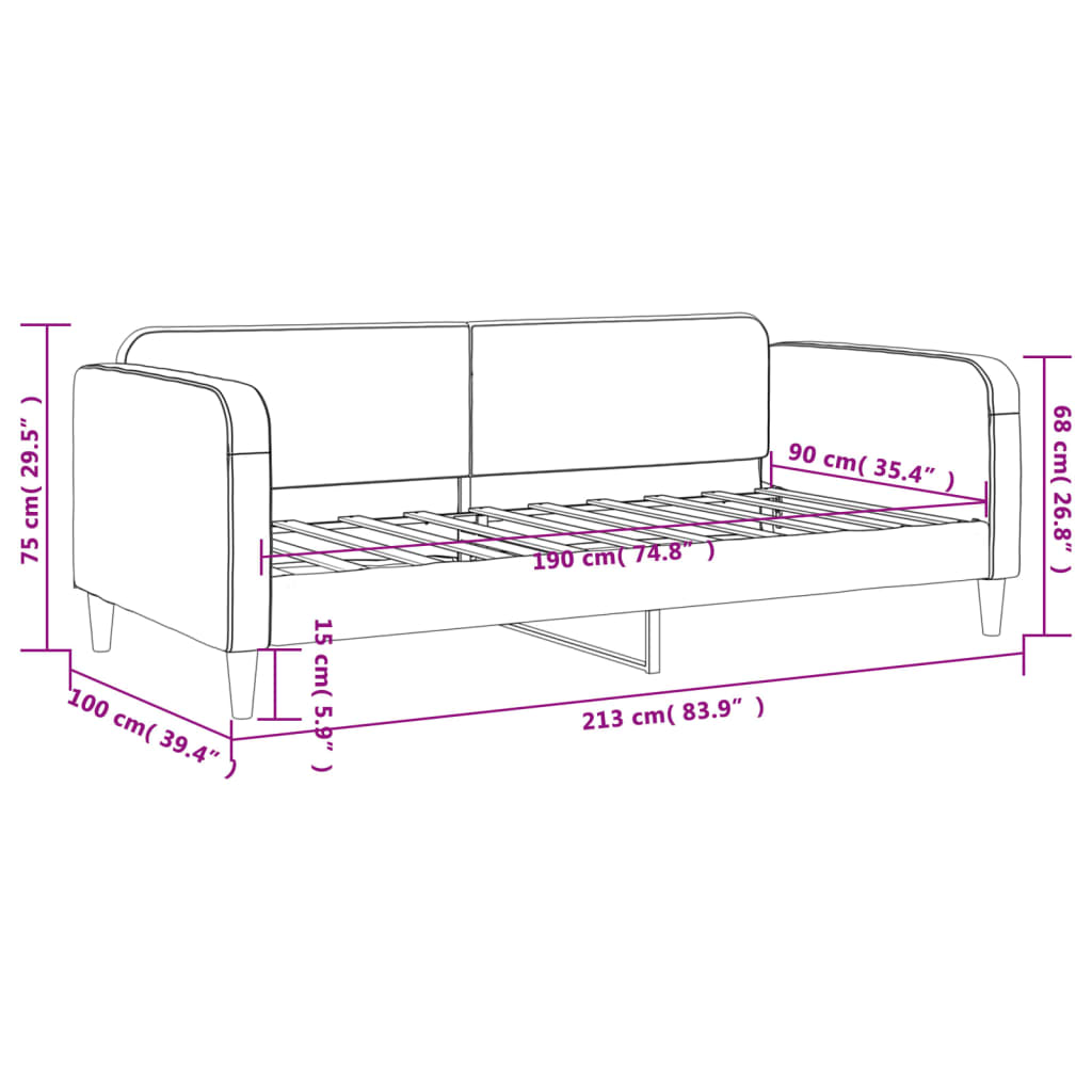 vidaXL Tagesbett Hellgrau 90x190 cm Stoff