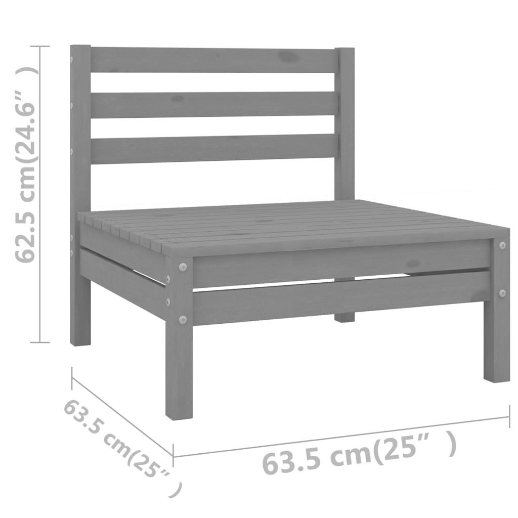 vidaXL 6-tlg. Garten-Lounge-Set Grau Kiefer Massivholz