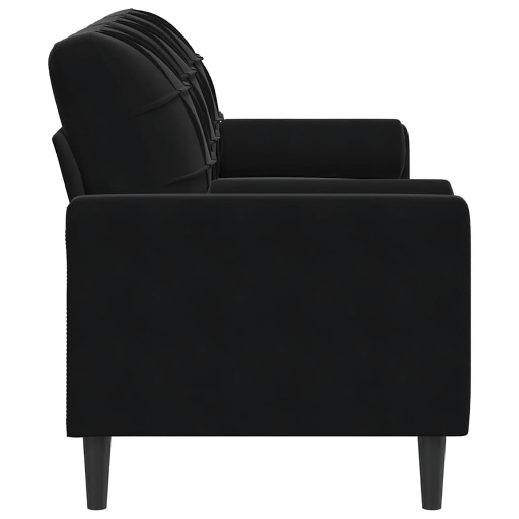 vidaXL 3-Sitzer-Sofa mit Zierkissen Schwarz 180 cm Samt