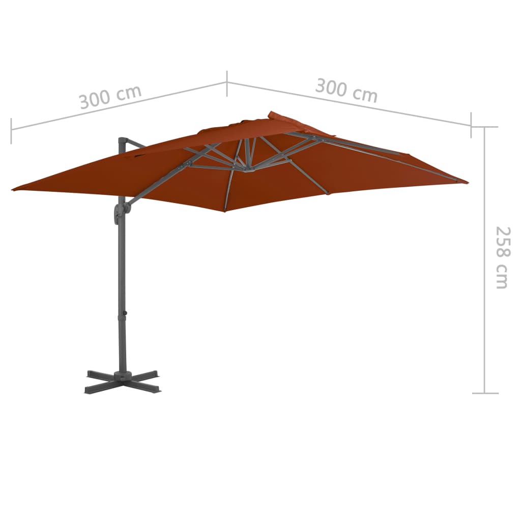 vidaXL Ampelschirm mit Aluminium-Mast 300x300 cm Terrakotta