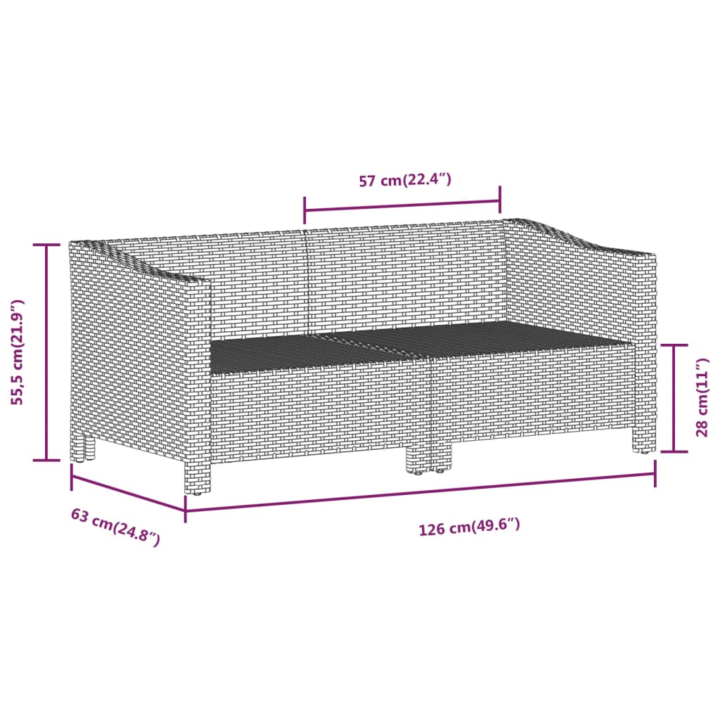 vidaXL 7-tlg. Garten-Lounge-Set mit Kissen Grau Poly Rattan