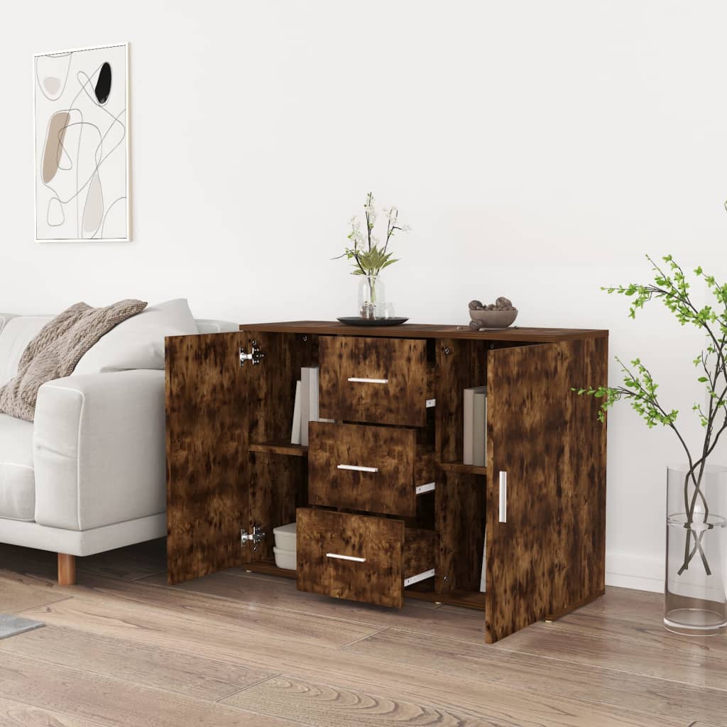 vidaXL Sideboard Räuchereiche 91x29,5x65 cm Holzwerkstoff