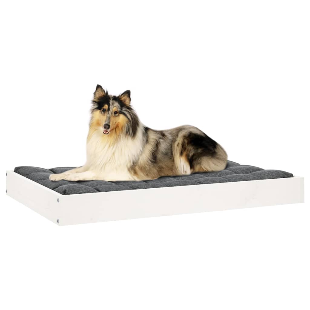 vidaXL Hundebett Weiß 91,5x64x9 cm Massivholz Kiefer