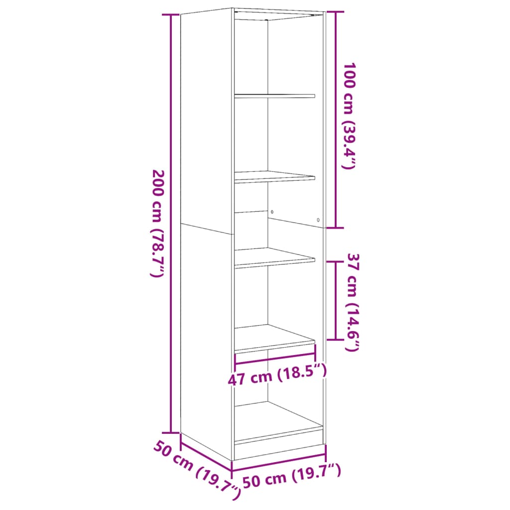 vidaXL Kleiderschrank Weiß 50x50x200 cm Holzwerkstoff