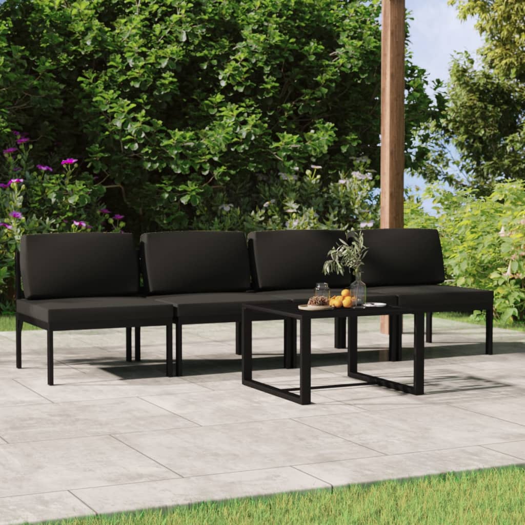 vidaXL 5-tlg. Garten-Lounge-Set mit Kissen Aluminium Anthrazit