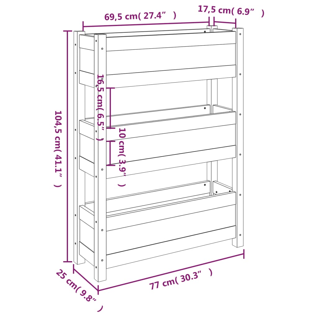 vidaXL Pflanzkübel Grau 77x25x104,5 cm Massivholz Kiefer