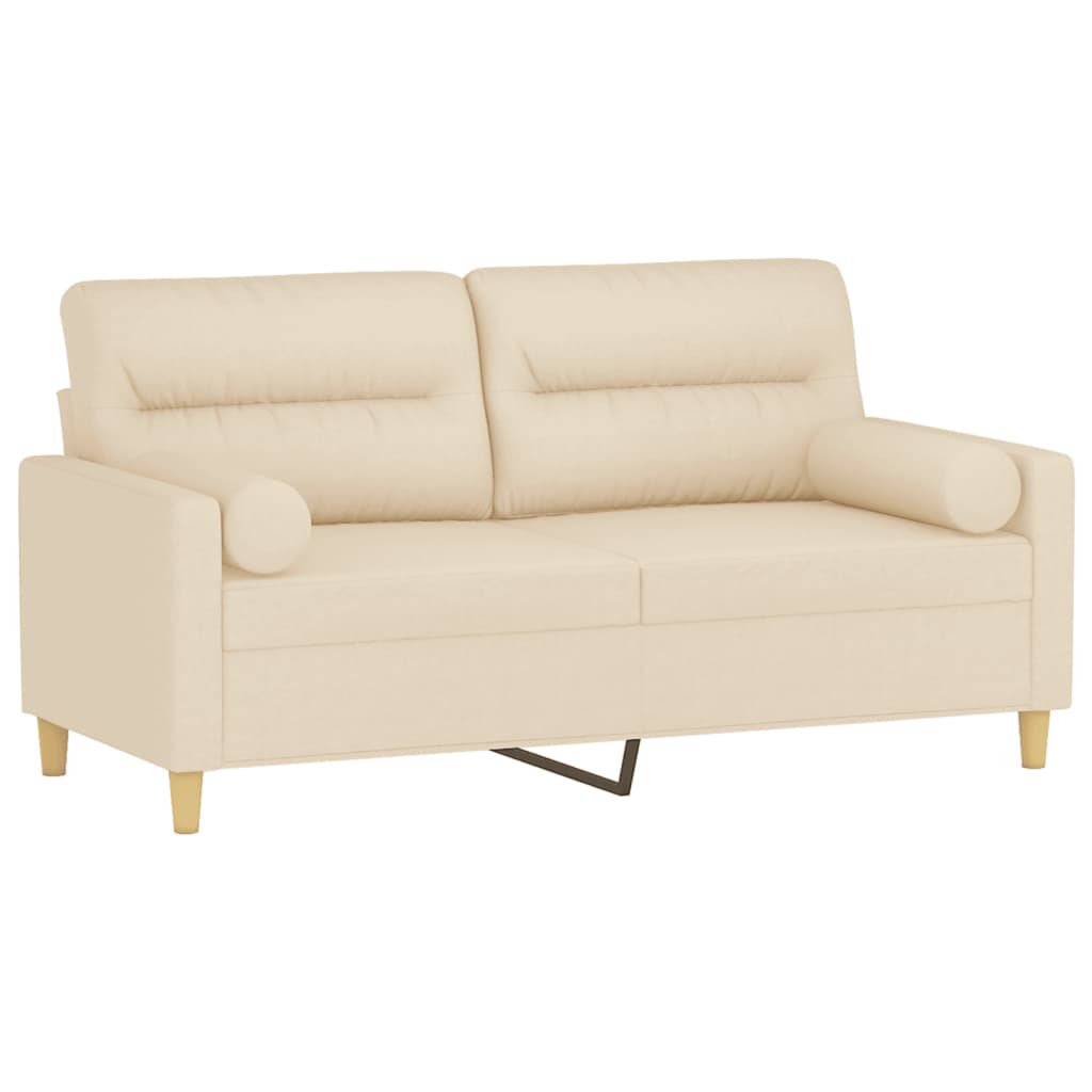 vidaXL 2-Sitzer-Sofa mit Zierkissen Creme 140 cm Stoff