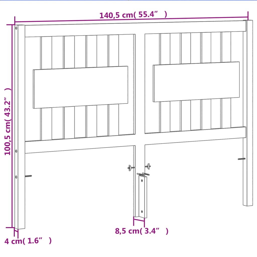 vidaXL Kopfteil Wachsbraun 135 cm Massivholz Kiefer