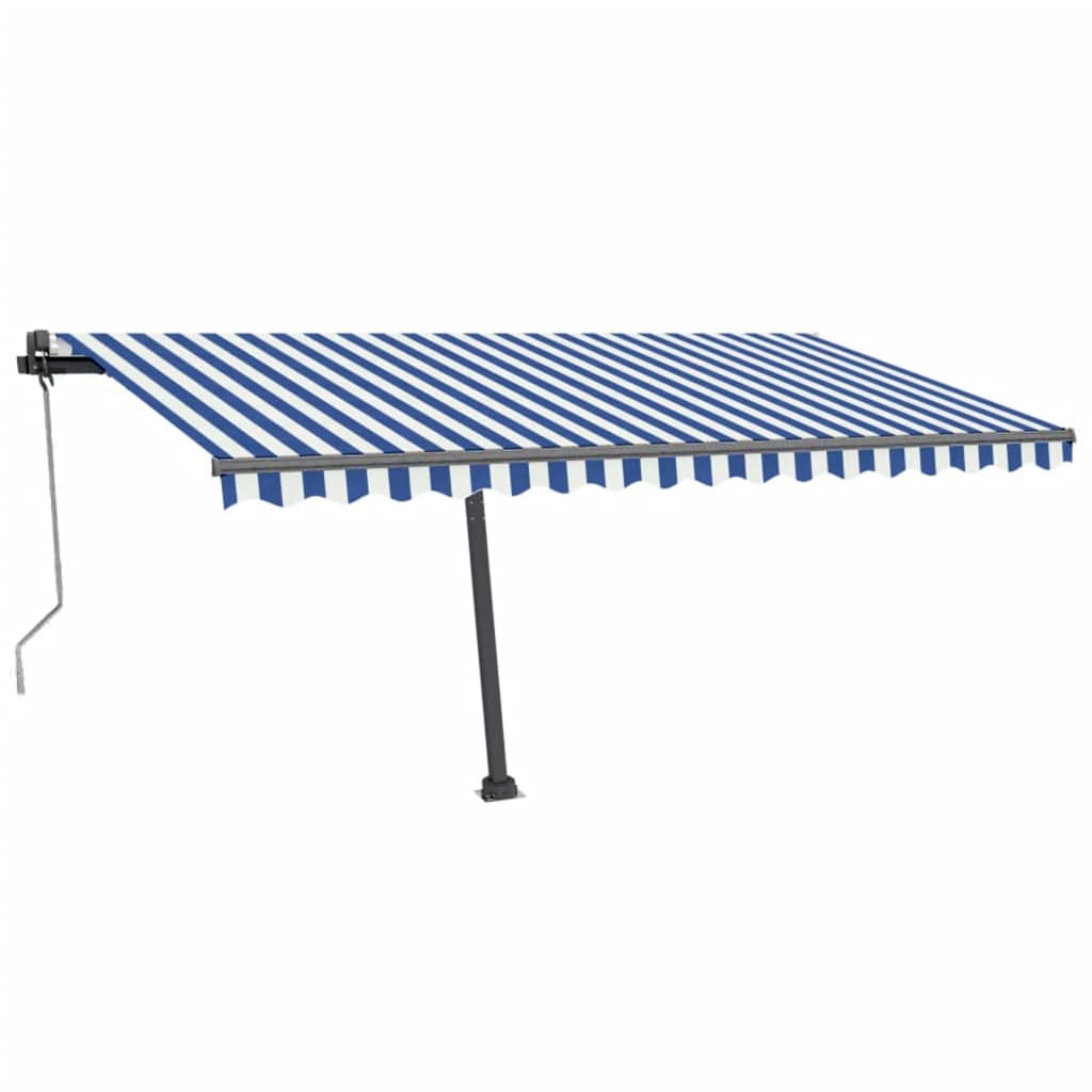 vidaXL Automatische Markise mit LED Windsensor 450x300cm Blau und Weiß