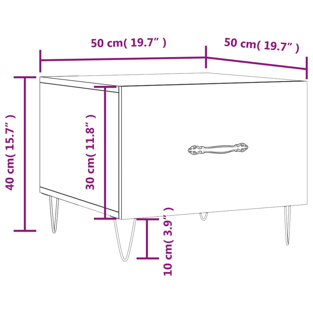 vidaXL Couchtisch Sonoma-Eiche 50x50x40 cm Holzwerkstoff